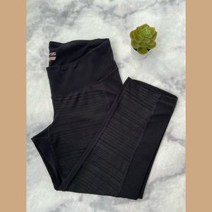 2/$16 Black Cropped Leggings w/ Panel stripes